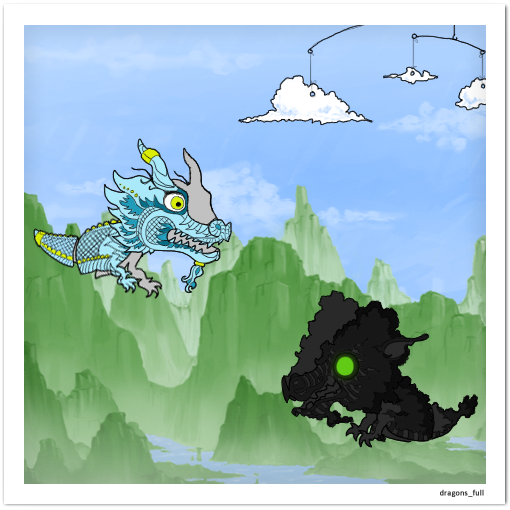 dragon mobile game character design and background